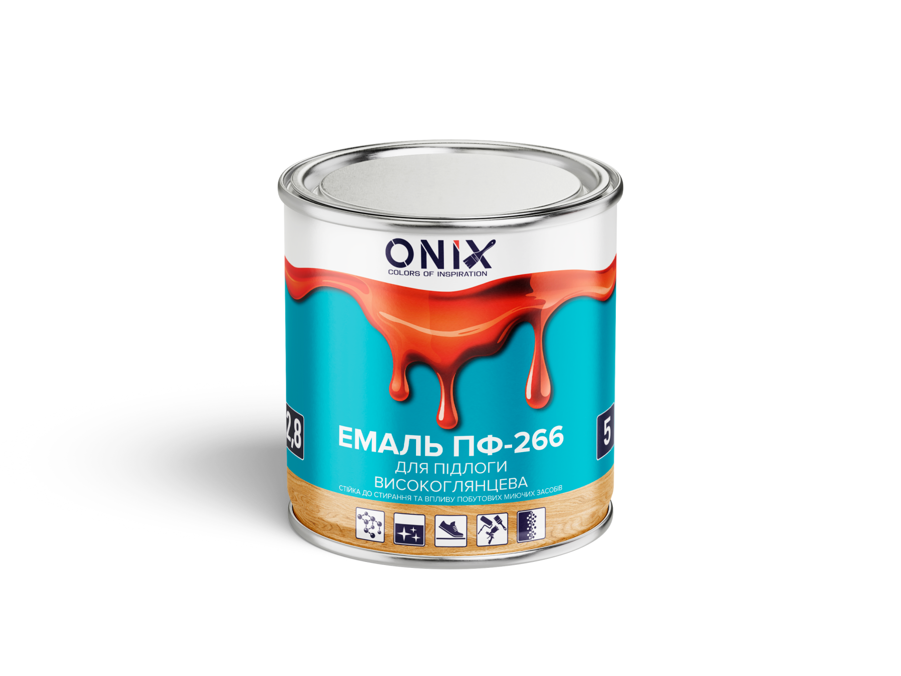 Емаль для підлоги ПФ-266 Червоно-коричневий 2.8 кг ТМ Onix